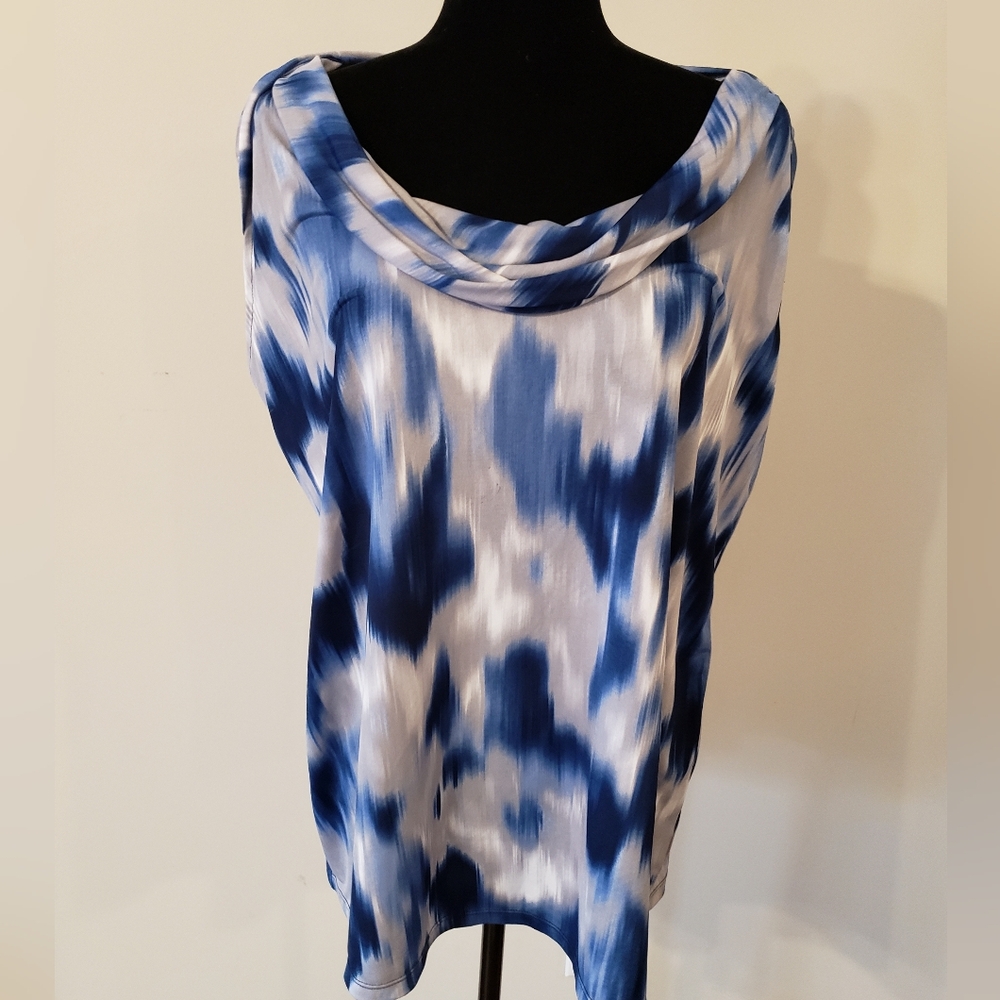 Plus Blue and White Women's Top By Anne Klein